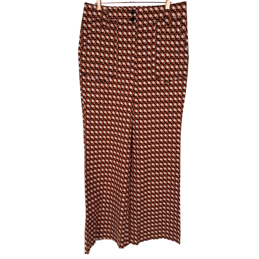 Anthropologie Maeve Naomi Wide Leg Pants Geometric Basketweave Print Sz 16 Tall